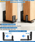 Space Saving Sliding Barn Door Bottom Floor Guide Kit With Wall Mount, Adjustable U Shape Flush Design, Black Finish