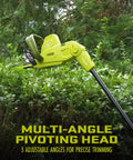 Multi Angle Telescoping Electric Hedge Trimmer pivoting head on tall bushes