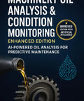 Book cover of AI Powered Oil Analysis For Predictive Maintenance And Condition Monitoring Enhanced Edition with gear and oil.