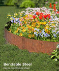 Cor-Ten Garden Edging Border Set, 6 Pack 5.5 Inch Tall by 40 Inch Long Panels, Pre-Rusted No-Dig Hammer-In around flower bed