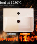 Small Bathroom Wash Basin Sink White 40x30x12cm｜Slim Ed & Sto Led Design - Countertop or Wall Mounted rectangular basin showing durability at 1280°C.