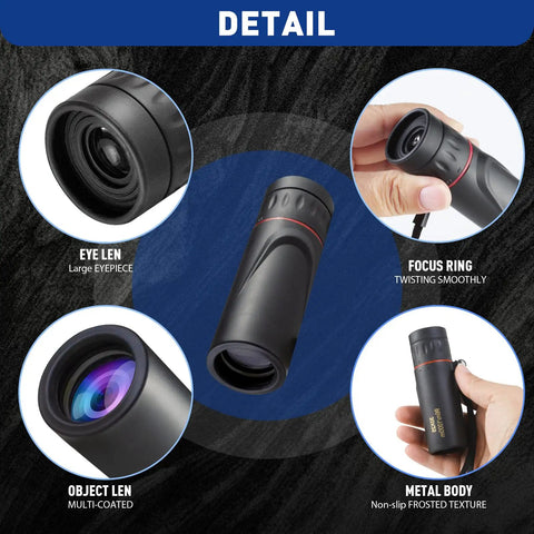 Mini Monocular Telescope 30x25 HD High Powered Scope For Adults, Perfect For Stargazing, Hunting, Bird Watching, Hiking, Concerts, Travel, And Scenic Views, Black Finish, metal body