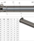 Double Acting Hydraulic Cylinder With 1.26 Inch Tube And 0.8 Inch Chrome Rod, 2 Inch Stroke, Pro Grade Durability For Heavy Duty Industrial Use, Built Tough With Honed Steel Tube And Hard Chrome Piston Rod For Peak Reliability. technical drawing