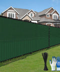 Privacy Fence Screen With Gloves 6X50Ft Heavy Duty 220Gsm HDPE Blockage 98 Percent For Outdoor Wall Garden Yard Backyard Dark Green UV Protection