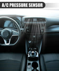 Installed view of AC Pressure Transducer Valve with Sensor Switch for Honda Accord Civic Clarity CR V Fit HR V Insight 2005 to 2021 Metal Black Direct Fit Part Nos 80450SFE003 and 80450T2FA01 in car dashboard.