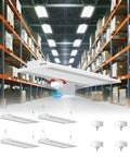 4 Pack 300W LED Linear High Bay Shop Lights With Motion Sensor for warehouse, 45000 Lumens, 5000K Daylight, UL Listed, installed view