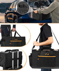 Camping Gear Organizer Set With Three Packing Cubes And One Mesh Pocket In A Handy Carrying Bag, 45L 5 In One Travel Storage With Transparent Window For Car Trunk, showcasing use