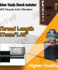 40x30mm Rubber Stud Shock Isolator Mounts display with 37mm thread length, includes DIY tools and features for mounting.