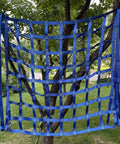 Rope Lifting Net For Cargo Hoisting Heavy Duty Nylon Sling Net With Tear Resistant Construction, displayed outdoors.