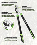 24 inch anvil lopper from 3 Piece Garden Shears Set For Pruning And Hedge Trimming with PTFE-coated blade and ergonomic handle