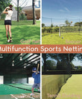 Multifunction sports netting for golf, soccer, baseball, tennis; heavy-duty nylon use indoors/outdoors, black 10x10ft.