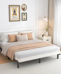 Heavy Duty King Size Box Spring Foundation With 5 Inch Low Profile Design And Beefy Steel Framework Supporting Up To 3500 Pounds in a bedroom setting.