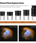 Deluxe 14 Piece 1.25 Inch Telescope Accessory Kit With Plossl Eyepieces lineup showing different focal lengths for any 1.25 inch scope.