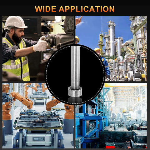 Collage showing wide application of Two Pack Ejector Pins 5/16 Inch Diameter, 12 Inch Long Made From 65Mn Steel With Round Tips, for industrial use