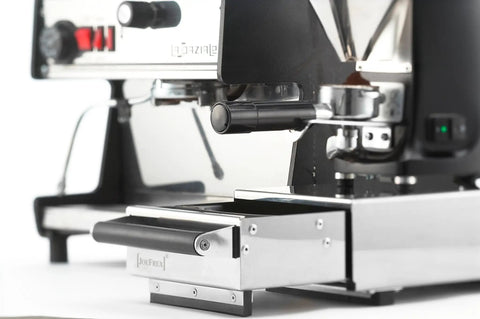 Pro Level Silent Espresso Knock Box For Home Baristas Stainless Steel Coffee Grounds Waste Holder with muted silicone beam.