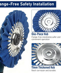 8 Inch Aluminum Polishing Wheel Kit Pro-Grade For Angle Grinders Flange-Free Install Five Eighths Inch Arbor, blue wheel detail