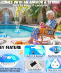 Elderly woman watching 9000mAh Rechargeable Floating Pool Fountain With Light Show No Solar Needed Anchor Included Large LED Water Pump