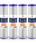 4-pack of 5 Micron Whole House Pleated Water Sediment Filter Cartridge 20x4.5 in white with blue caps