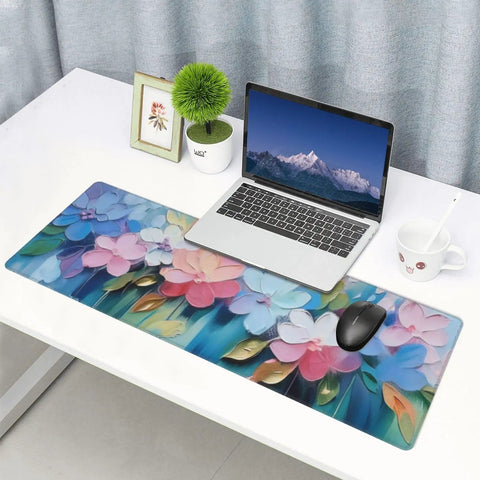 Large Extended Gaming Mouse Pad With Non Slip Rubber Base And Stitched Edges 31.5 X 11.8 Inch Desk Pad For Keyboard And Mouse Floral Oil