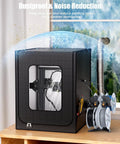 Heavy Duty 3D Printer Enclosure With Ventilation Kit And LED Light Fireproof Dustproof Tent on wooden desk