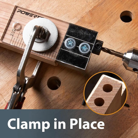 Three Eighths Inch Dowel Drilling Jig With Cobalt M35 Drill Bit And Split Ring Stop Collar for precise dowel joints clamp