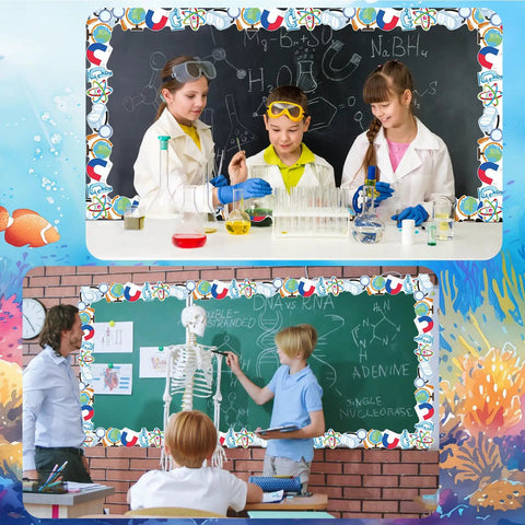 Lab Themed Bulletin Board Border 65.5 Feet Long 2.8 Inch High For Classroom Decor in science lab and chalkboard settings