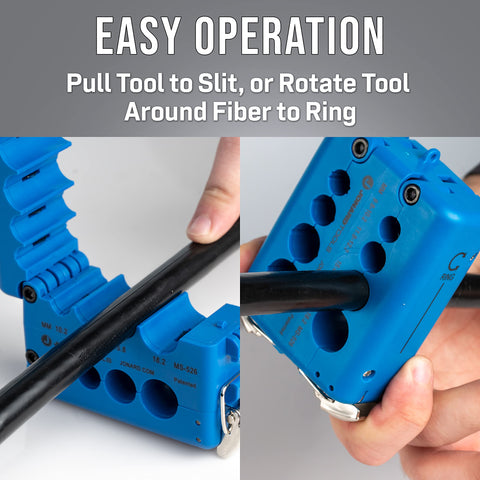 Mid Span Slit And Ring Tool For Fiber Optic Cables in use, demonstrating easy operation for slitting or ringing.