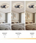 Low Profile Ceiling Fan With Lights 19.7 Inch Flush Mount Cool Sleek Modern Smart Dimmable Fan With Remote Or App Control Reversible Blades For Bedroom And Living Room White For Any Space At Home in color temperature settings over a bedroom.