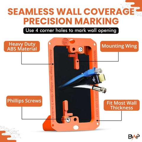 Low Voltage Mounting Bracket 1 Gang Pack Of 12 with ABS material and mounting wing for cables.