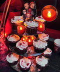 Red LED Tea Lights Battery Operated Flameless Candles, 200 Hours Of Flickering Safe Fake Candles for party decor on cupcake tower