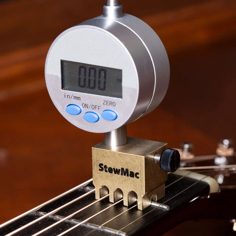 Digital Nut Slotting Gauge For Guitars, Pro Grade Electronic Height Tool With 0.001 Inch Resolution For Precise Nut Slot Setup, String Fit, And Fretboard Radius Alignment on guitar strings