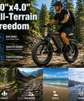 All Terrain Fat Tire Electric Bike For Adults With 1500W Peak Motor 28 MPH Top Speed And 50 Mile Range, forest trail view