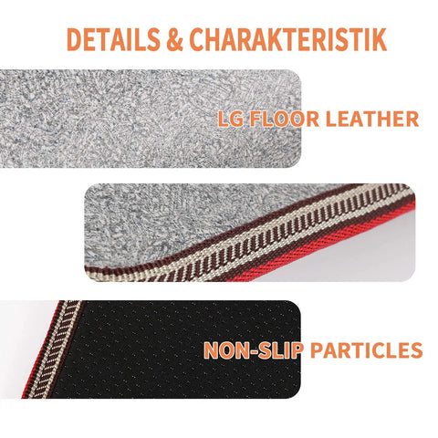 Close-up of Under Desk Electric Heated Floor Mats Toe Warmer 110V materials, showing LG floor leather and non-slip particles.