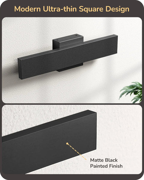 Top Shelf Led Outdoor Wall Lights Modern Black Finish 3 Color Temperature Adjustable Backlit Patio Sconces Pack Of Two sleek matte black ultra-thin design