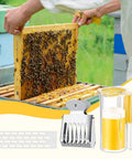 Beekeeping Queen Bee Marker Kit Pro Pack With 1 Marking Bottle 5 Color Markers 50 Beekeeping Platforms 3 Marker Clips in use