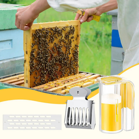 Beekeeping Queen Bee Marker Kit Pro Pack With 1 Marking Bottle 5 Color Markers 50 Beekeeping Platforms 3 Marker Clips in use
