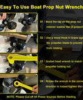 Step-by-step guide using 27mm Prop Wrench For 1 1 Sixteenth Inch Nuts Long Handle Propeller Socket For Mercury Mercruiser Alpha Outboards Stern Drives Pontoon And Fishing Boats Built Tough Yellow Plastic on a propeller.
