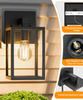 Bulletproof Black Outdoor Wall Light Fixtures Weather Resistant Porch Sconces with E26 base and weather-resistant design.