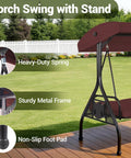 Three Seat Outdoor Porch Swing With Adjustable Canopy And Convertible Bed Two In One Patio Glider For Adults