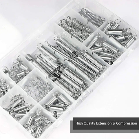 Must-Have Compression Spring Wire Kit With Zinc Plated Steel Extension Springs, 200-Piece Set