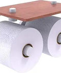 Prestige Regal Two Roll Wood Shelf Toilet Paper Holder With Concealed Mount Matte White Finish Durable Solid Brass Construction Built In Hardwood Shelf For Easy Refill No Fuss Bathroom Organizer