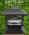 Wet solar post cap light in slate black, showcasing durability and IP44 waterproof design for fence garden and patio posts.