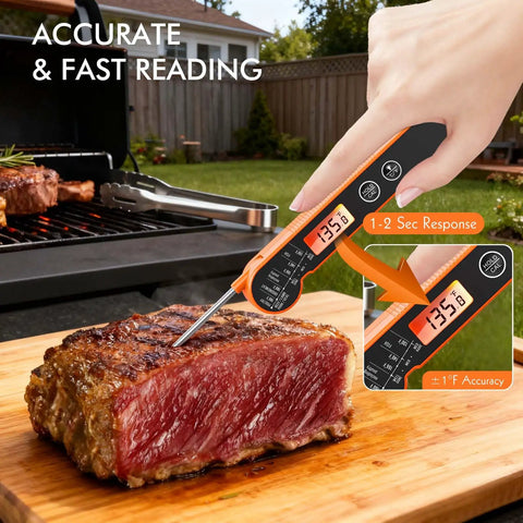 Using a Digital Meat Thermometer With Backlight And Hold Calibration And Waterproof IP65 Fast 1 To 2 Second Temperature Read Ultra Accurate