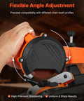 Flexible angle adjustment feature of Tough Electric Chainsaw Sharpener Bench Mounted Eighty Five Watt Motor for precise sharpening.