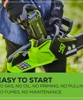 Powerhouse 40V Brushless Cordless Chain Saw With Heavy 16 Inch Bar And Included Battery Pack Straight Out The Box ready for easy yard cleanup.