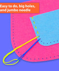 Starter Sewing Bag Kit For Kids Fun DIY Mini Bag Projects Animal Theme Crafts showing jumbo needle threading felt