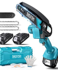 Six Inch Cordless Mini Chainsaw With Two Batteries Portable Electric Chainsaw For Tree Trimming And Wood Cutting Beast 900W Motor