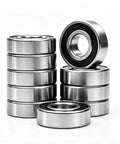 10 Pack Of 6200-2RS Deep Groove Ball Bearings 10X30X9mm Double Rubber Seals showing carbon steel, precision design for machinery.