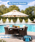 Portable Outdoor Misting System With Rechargeable Pump 23 Feet Of Mist Tubing 6 Adjustable Nozzles 30L Foldable Water Bag No Faucet Needed
