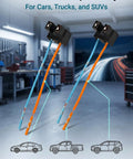 Two Pack H7 Headlight Wiring Harness With Female Wire Connector Pigtail Kit Featuring Pure Copper Terminals and Heat Tough Sockets displayed in a workshop.